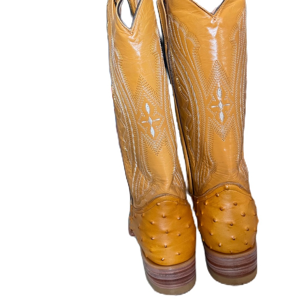 Campos Men's Orange Ostrich Cowboy boots - Picture 3 of 6